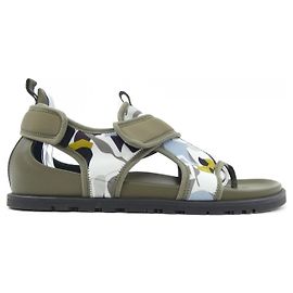Hermès Hermes Leder-Sandalen Grün Khaki