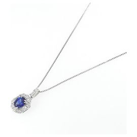 Autre Marque Collar de zafiro y diamante PT900 PT850 Plata