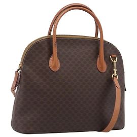Céline CELINE Macadam Canvas Handtasche PVC Leder 2way Braun Gold Andere