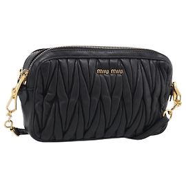 Miu Miu Matelasse Shoulder Bag Leather 2way Black Gold Altro