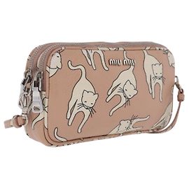 Miu Miu Bolsa de ombro em couro rosa prateado Outro