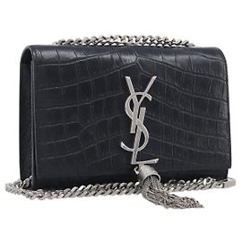 Autre Marque Saint Laurent Kate Chain Shoulder Bag Leather Black Silver Outro