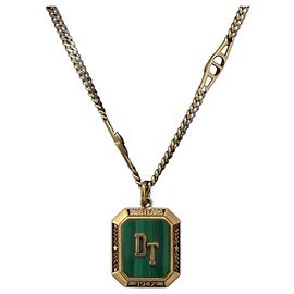 Collier Christian Dior Métal Doré Vert Autre