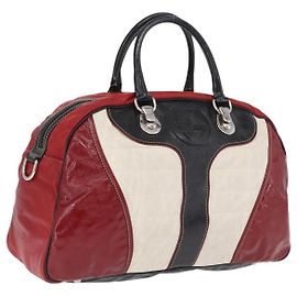 GUCCI Handtasche Leder Rot Silber Andere