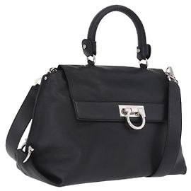 Bolsa Salvatore Ferragamo Sofia Gancini em couro 2way Preta Prata Outro