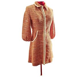 Maje Vestido curto de tweed laranja Branco Laranja Gold hardware