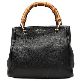Bolsa Gucci Bamboo Shopper Small em couro de bezerro preto Preto