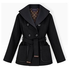 Louis Vuitton Kurzmantel aus Wolle in Schwarz Schwarz