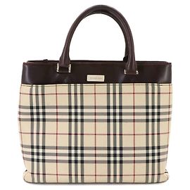 Burberry Nova Check Tote Handtasche Braun Beige