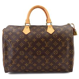 Sac à main Louis Vuitton Monogram Speedy 35 Marron Monogramme