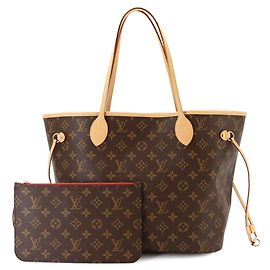 Bolso Tote Louis Vuitton Neverfull MM Monogram Castaño Fucsia
