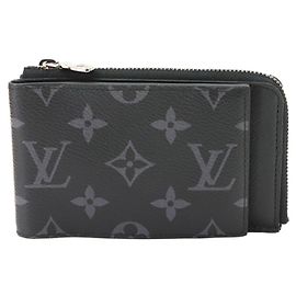 Portafoglio bi-fold ibrido Louis Vuitton Monogram Eclipse Nero Monogramma