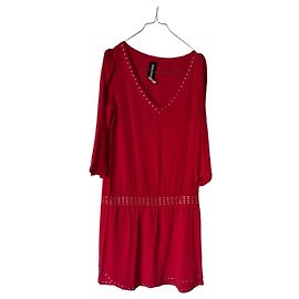Zadig & Voltaire Vestido de Seda Rojo con Tachuelas Roja