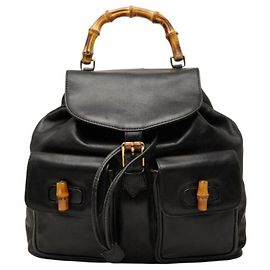 Sac à dos Gucci en cuir Bamboo Noir