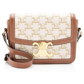 Céline Bolsa de Ombro Teen Celine Triomphe em Canvas e Pele de Bezerro Marrom