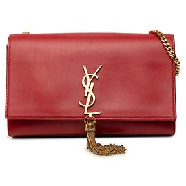 Yves Saint Laurent Bolsa de Ombro com Corrente em Couro Saint Laurent Kate Vermelho