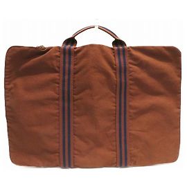 Hermès Fourre Tout Porte Document Canvas Briefcase Brown