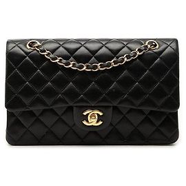 Borsa a tracolla con catena Chanel Coco Mark Double Flap Matelasse 25 Nero