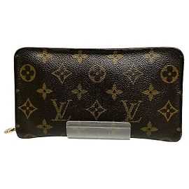 Louis Vuitton Monogram Porte Monnaie Zip Wallet Marrom