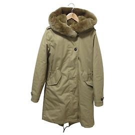 WOOLRICH Rabbit Fur Padded Coat Beige
