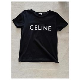 Camiseta Céline Logo de algodón Negro