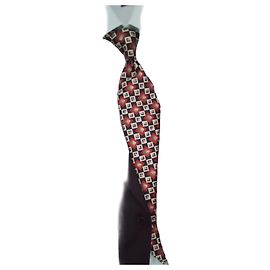 Autre Marque Corbata de seda Savile Row con estampado de diamante Roja Azul oscuro