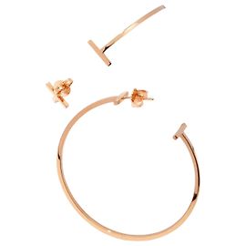 Tiffany & Co. Orecchini T Wire a Cerchio Oro Rosa 750/18kt Designer Rosa