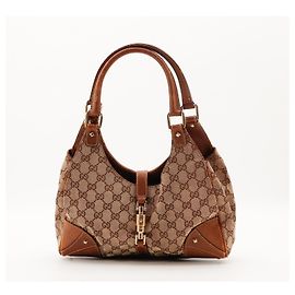Bolsa Hobo Gucci Monogram Canvas Couro Brown Marrom