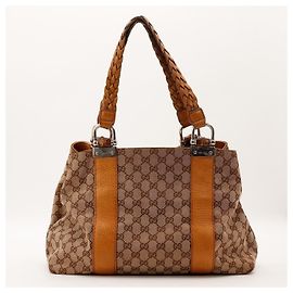 Borsa a tracolla Gucci in tela monogram e pelle Marrone Marrone