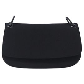 Bolso de solapa Prada de lona con cadena de plástico Negro