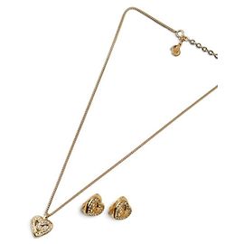 Collier Christian Dior plaqué or avec pendentif strass Doré