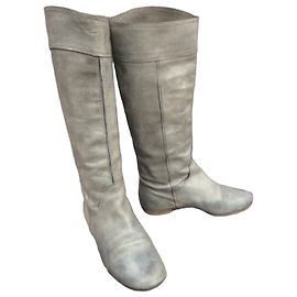 Chloé Bottes hautes en cuir gris Gris