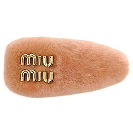 Pasador de pelo de piel rosa Miu Miu Rosa