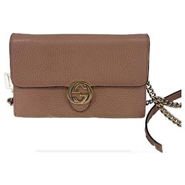 Gucci Interlocking Wallet on Chain Leather Medium Rosa