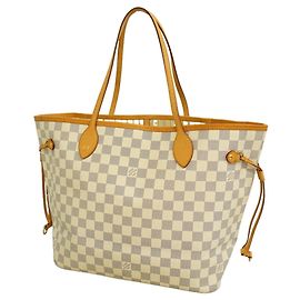 Sac Cabas Louis Vuitton Damier Azur Neverfull MM Blanc