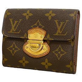 Carteira Louis Vuitton castanha tri-fold Marrom
