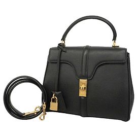 Céline Sac à main Celine en cuir noir Noir