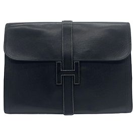 Hermès Hermes Jige PM Black Clutch Bag Black