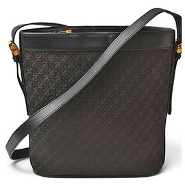 Bolsa de Ombro Loewe em Lona e Couro Preto Preto
