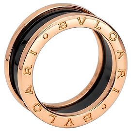 Bulgari B.zero1 Ring Ceramic Rose Gold 750/18kt Designer Luxury Unisex Black Golden
