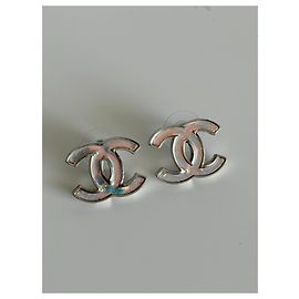 Orecchini a lobo Chanel logo CC Multicolore Metallico