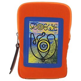 LOEWE Irohebe Nature Neck Pouch Shoulder Bag Canvas Blue Silver Auth 212977M - Jerrillo Autre