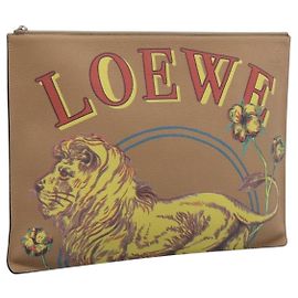 LOEWE Clutch-Tasche Leder Braun Silber Auth 210375M - Jerrillo Andere