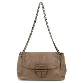 Prada Chain Flap Leather Marrone