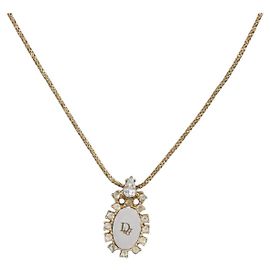Christian Dior Collier Oval Strass Métal Ton Or Auth SK145 - Jerrillo Autre