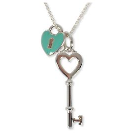 Autre Marque Collier pendentif Tiffany & Co. 925 Blue Keyhole Heart Key Autre