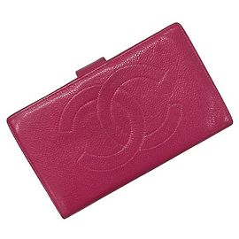 Cartera larga bi-fold Chanel Rosa