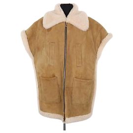 Veste en cuir Sandro beige Beige