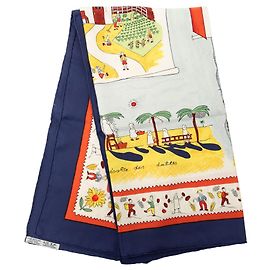 Pañuelo de seda Hermès Retour A La Terre Azul 90 Azul