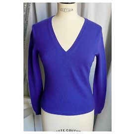 Eric Bompard Pull Col V en Cachemire Bleu Bleu